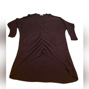 New York & Co. V-Neck Pullover High Low Hem Tunic Burgandy Sweater Size S EUC